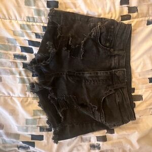 Aeropostale Black Distressed Denim Jean Shorts